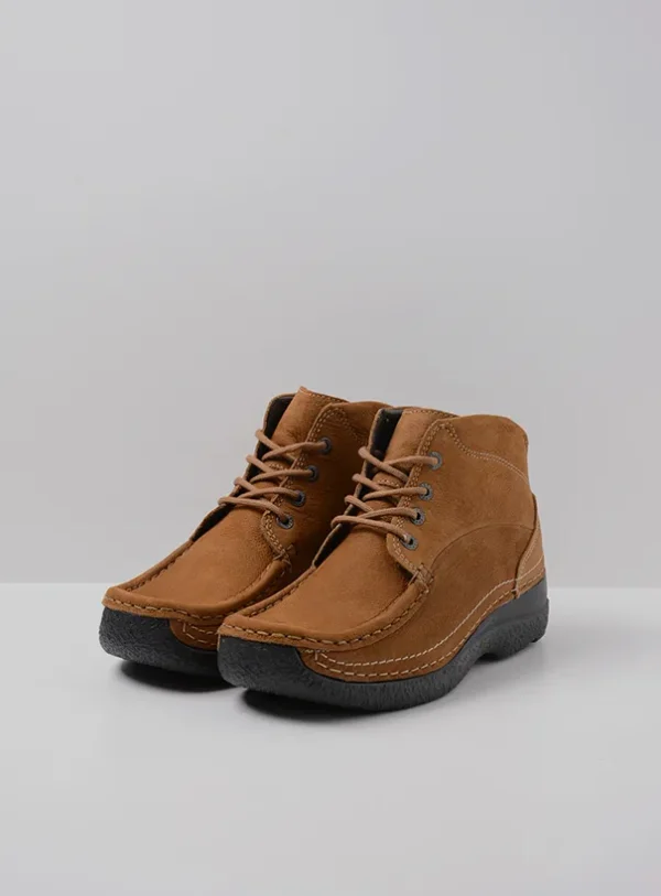 Wolky Roll Shoot - cognac nubuck Veterschoenen voor dames