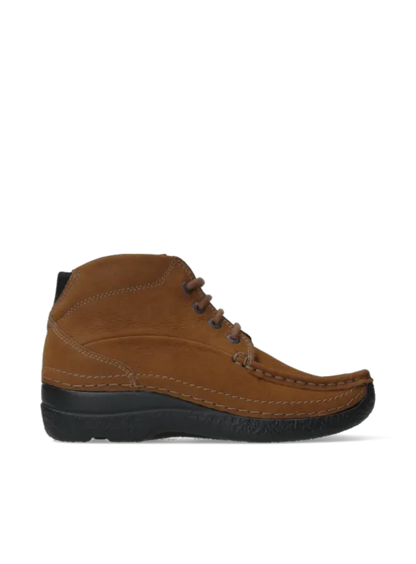 Wolky Roll Shoot - cognac nubuck Veterschoenen voor dames
