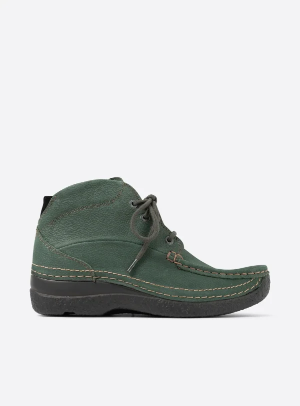 Wolky Roll Shoot - groen nubuck Veterschoenen voor dames