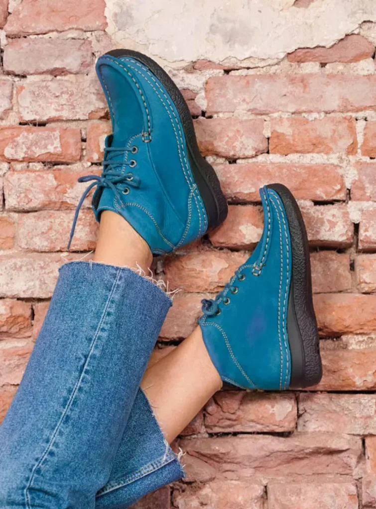 Wolky Hoge veterschoenen 06242 Roll Shoot 11804 atlantisch blauw nubuck