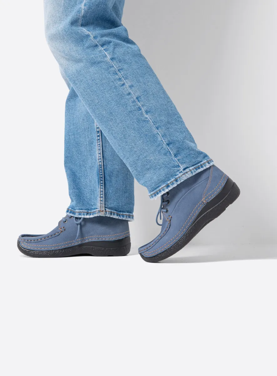 Wolky Hoge veterschoenen 06242 Roll Shoot 11840 jeansblauw nubuck