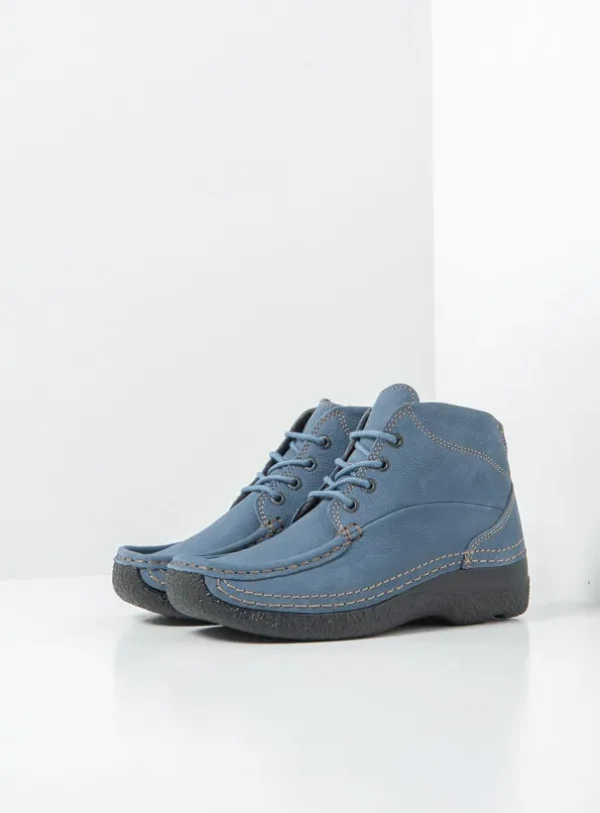 Wolky Roll Shoot - jeansblauw nubuck Veterschoenen voor dames