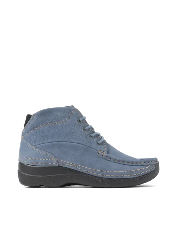 Wolky Roll Shoot - jeansblauw nubuck Veterschoenen voor dames