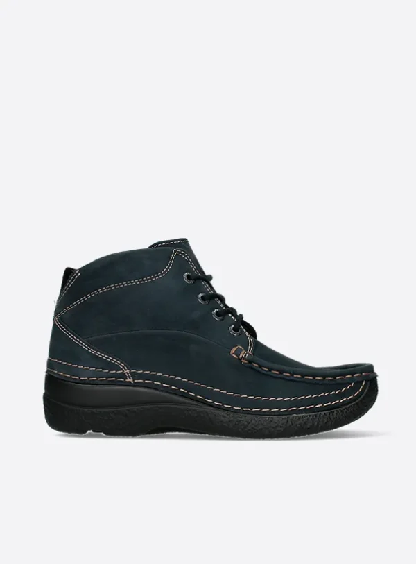 Wolky Roll Shoot - blauw nubuck Veterschoenen voor dames