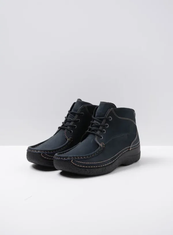 Wolky Roll Shoot - blauw nubuck Veterschoenen voor dames