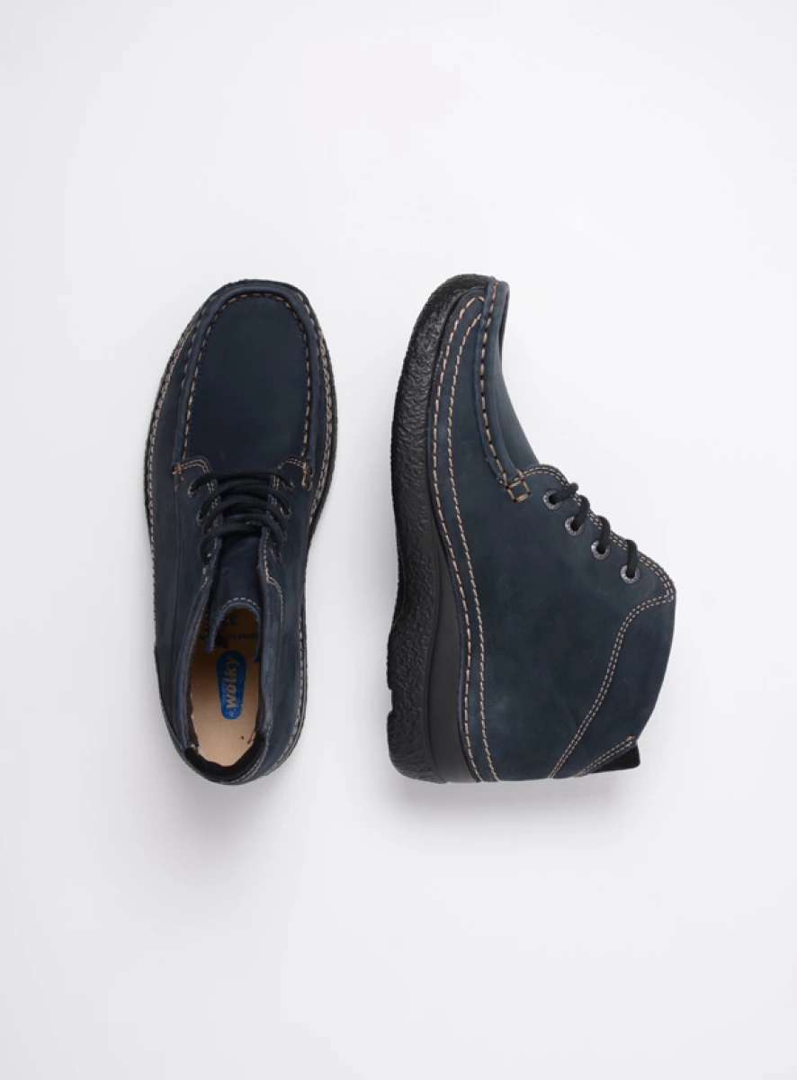 wolky hoge veterschoenen 06242 roll shoot 16800 blauw nubuck top