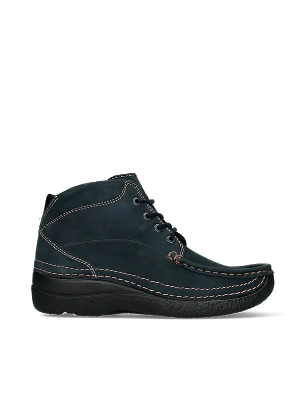 Wolky Roll Shoot - blauw nubuck Veterschoenen voor dames