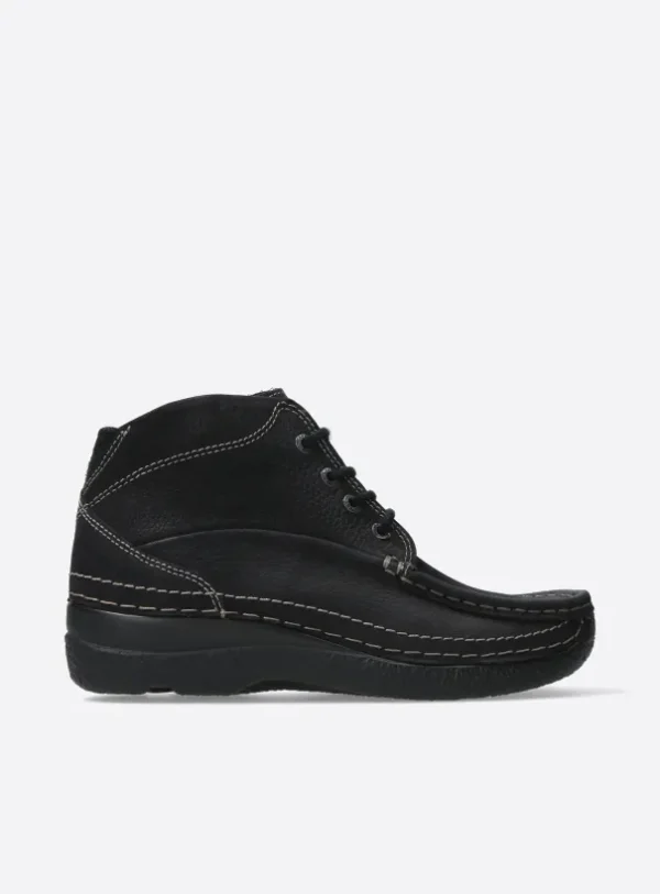 Wolky Roll Shoot - zwart nubuck Veterschoenen voor dames