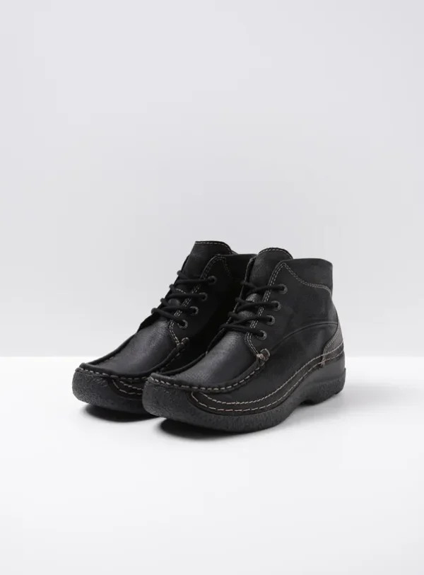 Wolky Roll Shoot - zwart nubuck Veterschoenen voor dames