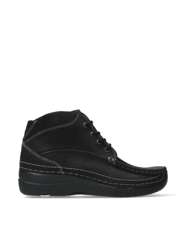 Wolky Roll Shoot - zwart nubuck Veterschoenen voor dames