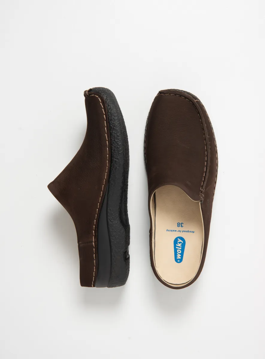Wolky Klompen 06250 Seamy Slide 13300 bruin nubuck
