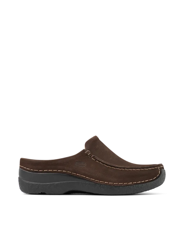 Wolky Seamy Slide - bruin nubuck Klompen voor dames
