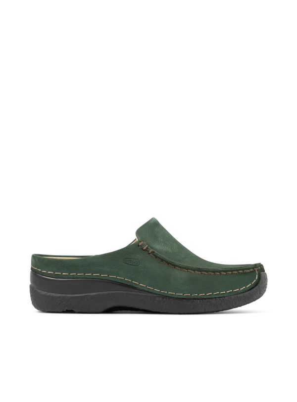 Wolky Seamy Slide - groen nubuck Klompen voor dames