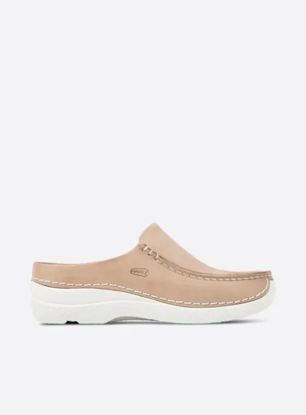 Wolky Seamy Slide - safari effectleer Klompen voor dames