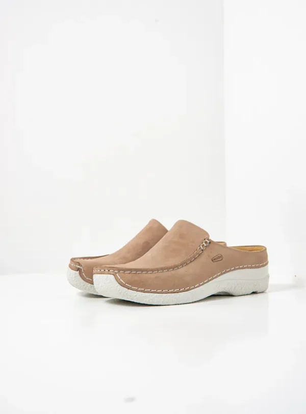 Wolky Seamy Slide - safari effectleer Klompen voor dames