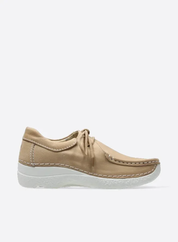 Wolky Seamy Shoe - beige nubuck Veterschoenen voor dames