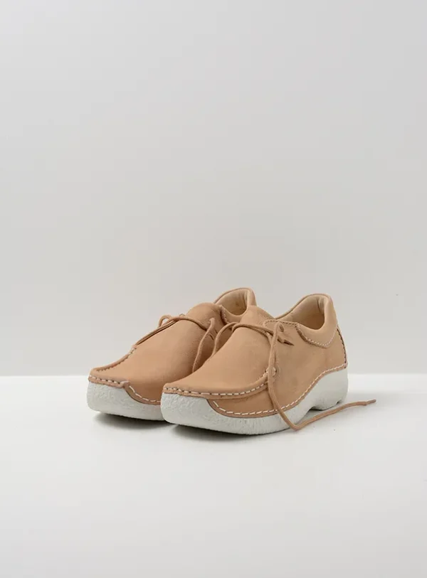 Wolky Seamy Shoe - beige nubuck Veterschoenen voor dames
