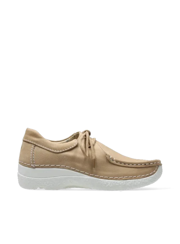 Wolky Seamy Shoe - beige nubuck Veterschoenen voor dames