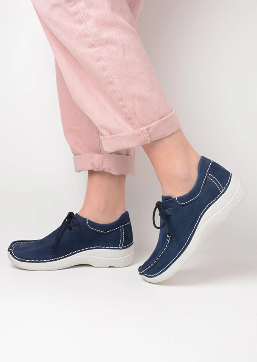 wolky lage veterschoenen 06252 seamy shoe 11820 denim nubuck detail