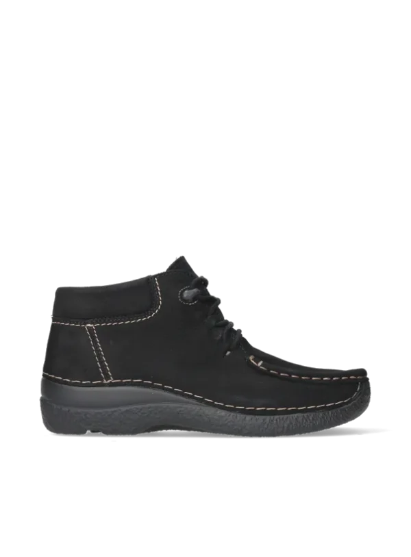 Wolky Seamy Moc - zwart nubuck Hoge veterschoenen voor dames