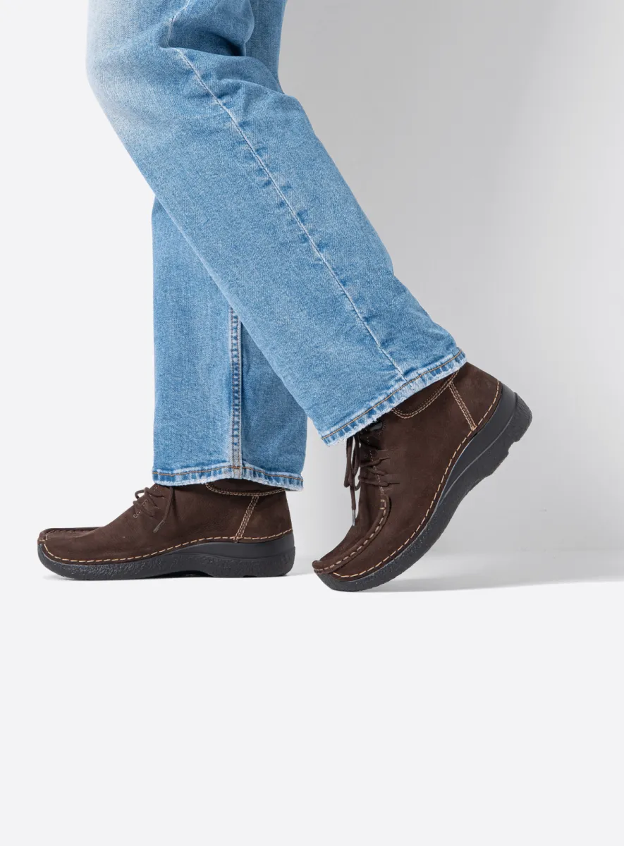 Wolky Hoge veterschoenen 06253 Seamy Moc 11300 bruin nubuck