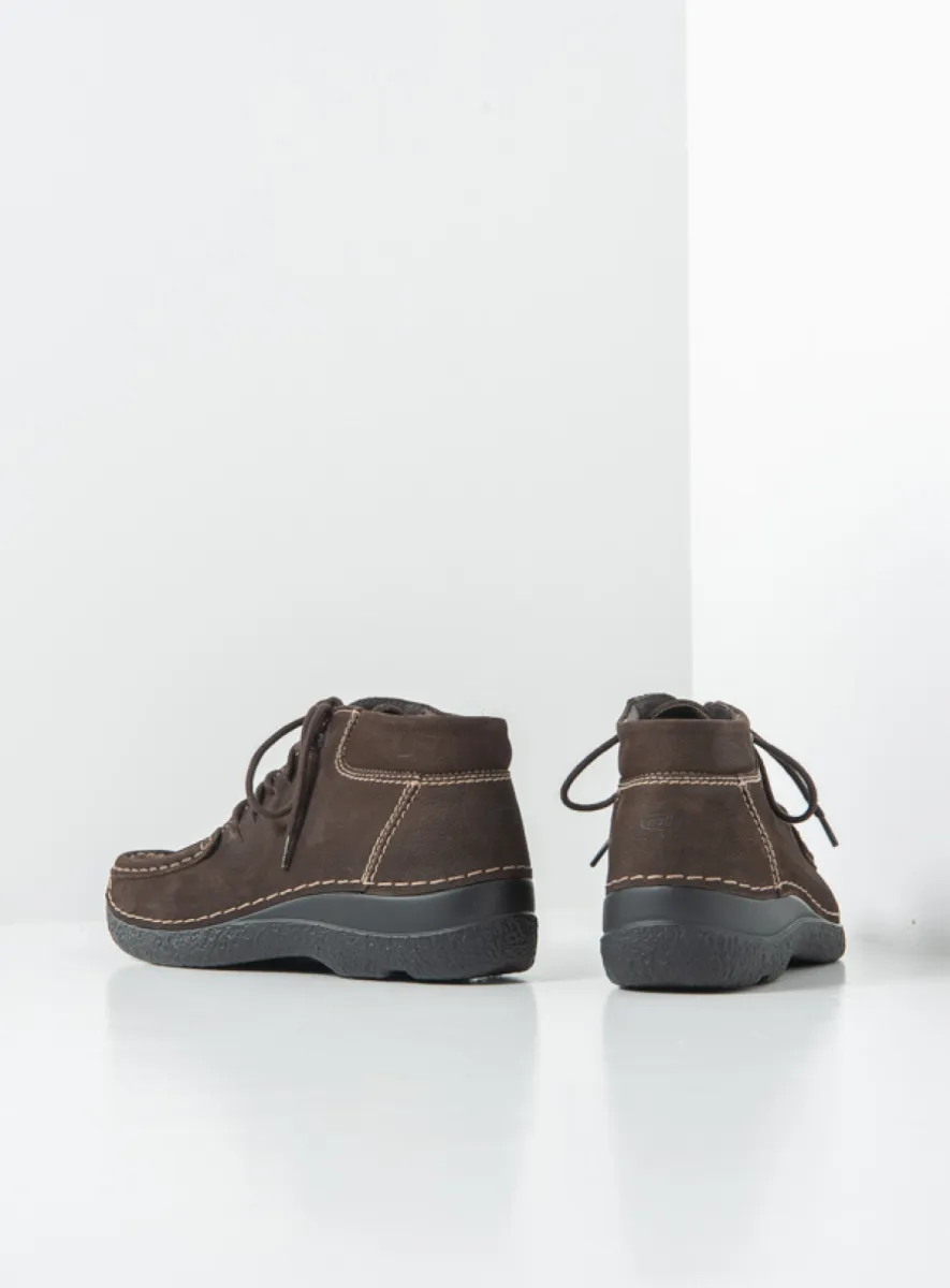 Wolky Hoge veterschoenen 06253 Seamy Moc 11300 bruin nubuck