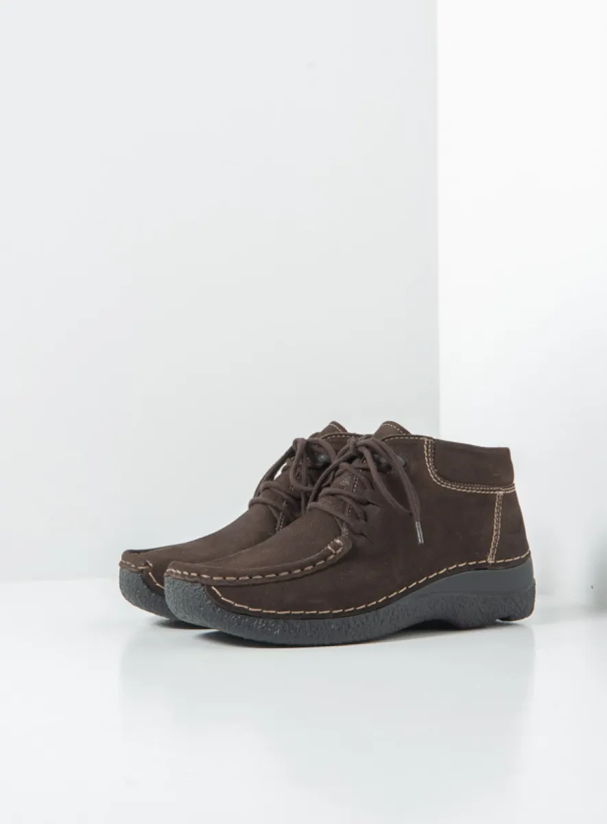 Wolky Hoge veterschoenen 06253 Seamy Moc 11300 bruin nubuck