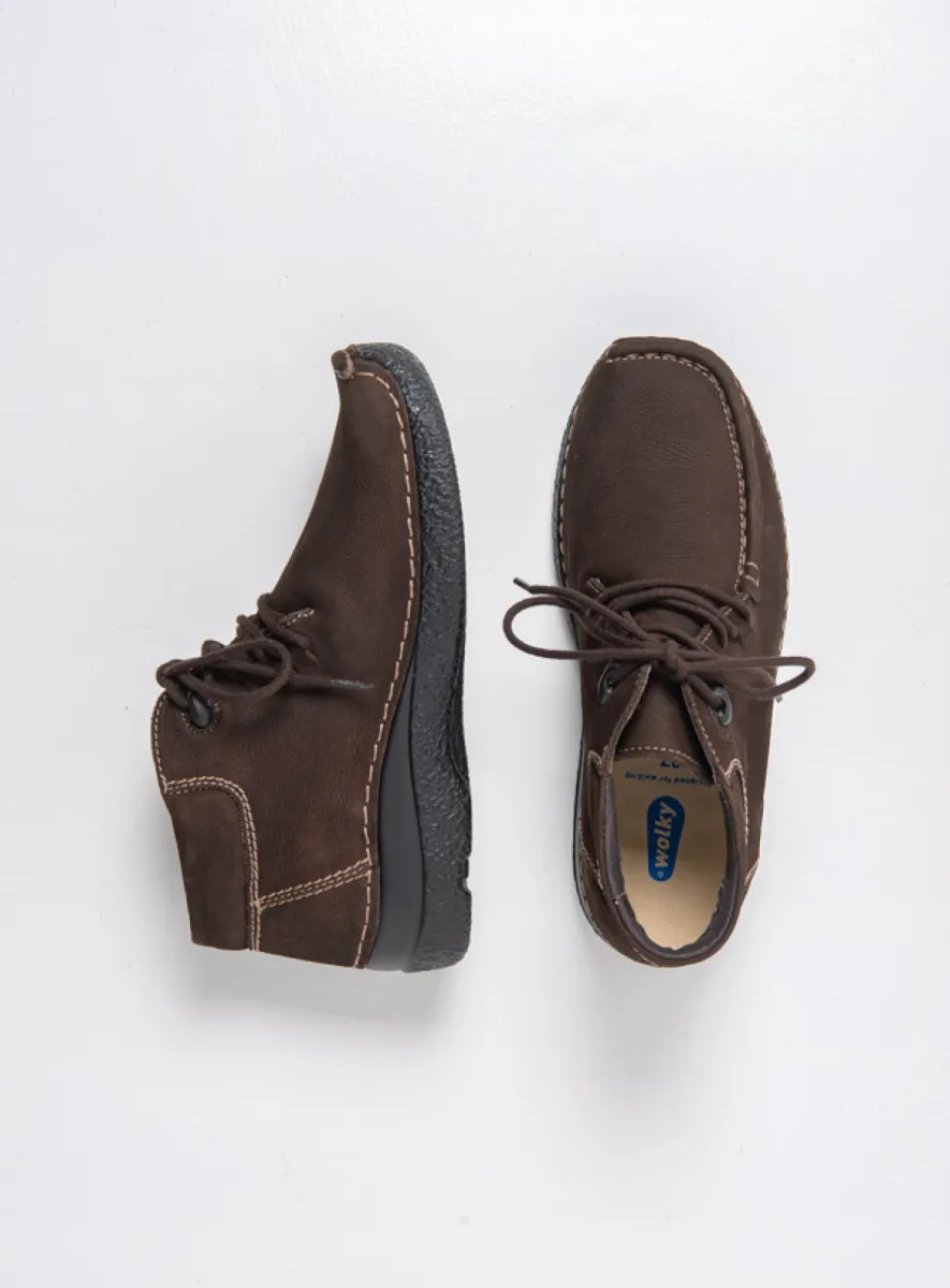 Wolky Hoge veterschoenen 06253 Seamy Moc 11300 bruin nubuck