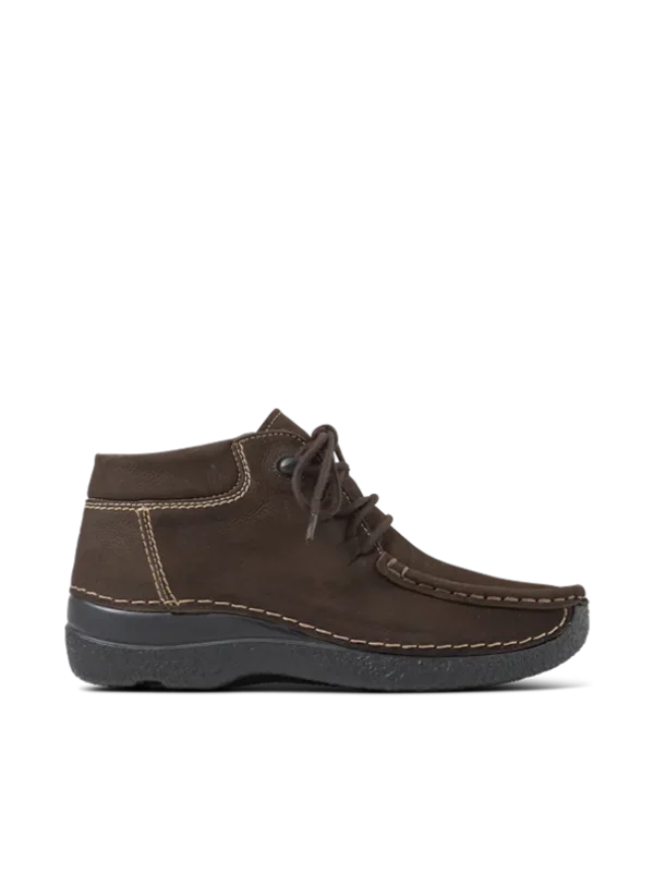 Wolky Seamy Moc - bruin nubuck Hoge veterschoenen voor dames