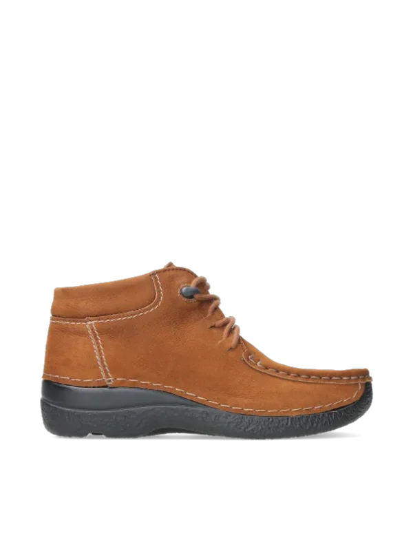 Wolky Seamy Moc - cognac nubuck Hoge veterschoenen voor dames