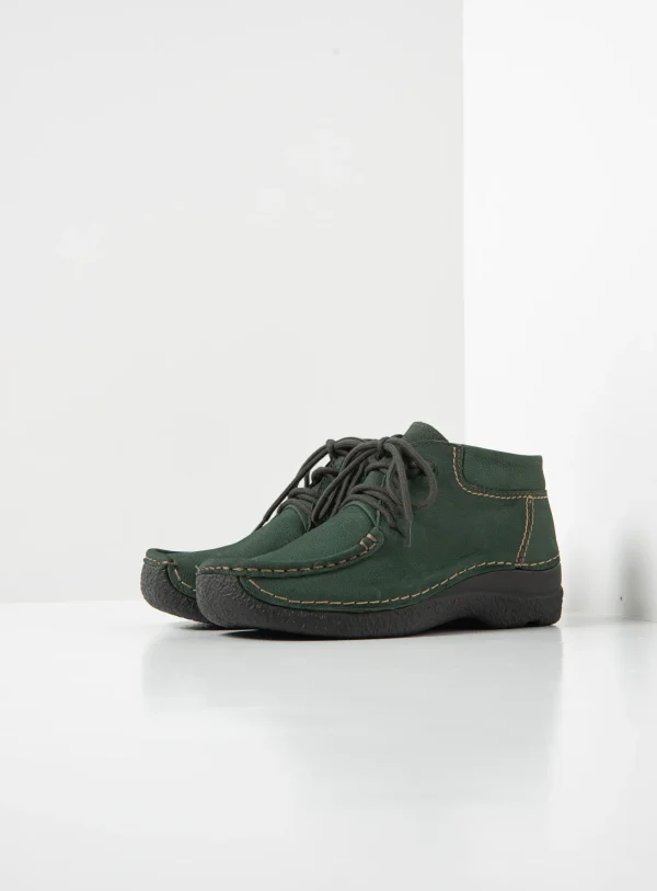 Wolky Seamy Moc - groen nubuck Hoge veterschoenen voor dames