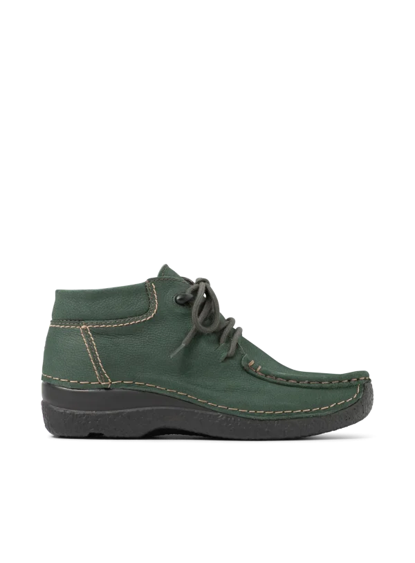 Wolky Seamy Moc - groen nubuck Hoge veterschoenen voor dames