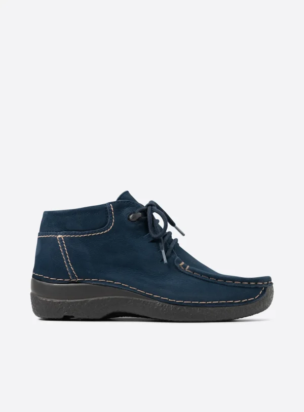 Wolky Seamy Moc - blauw nubuck Hoge veterschoenen voor dames