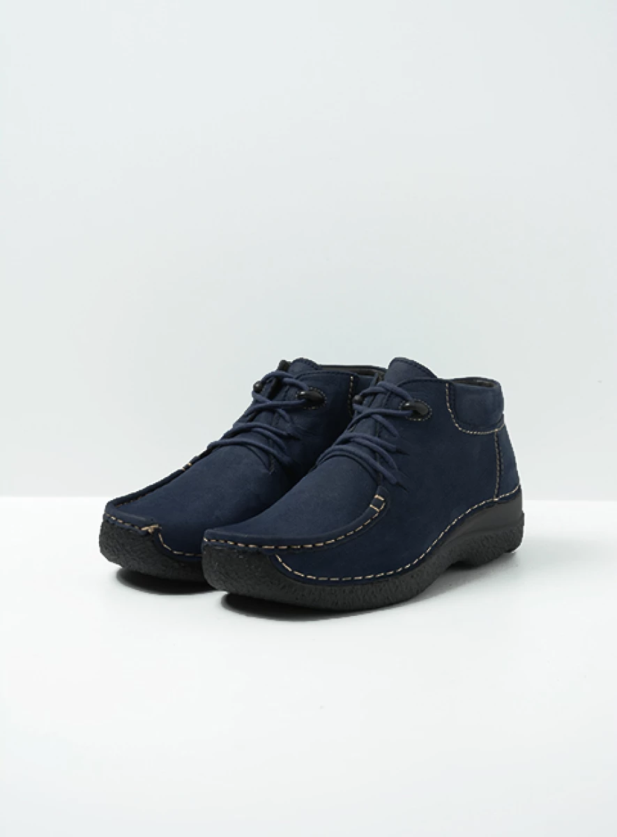 wolky hoge veterschoenen 06253 seamy moc 11800 blauw nubuck front