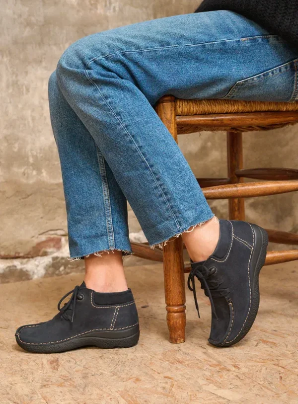Wolky Seamy Moc - blauw nubuck Hoge veterschoenen voor dames