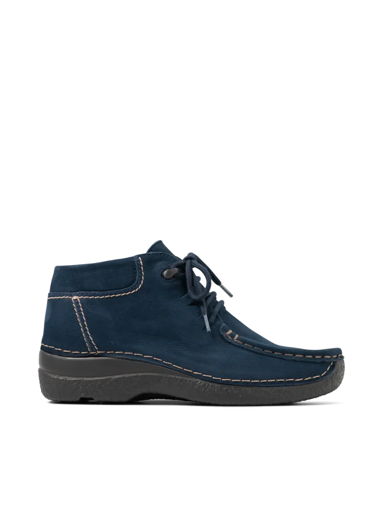 Wolky Hoge veterschoenen 06253 Seamy Moc 11800 blauw nubuck