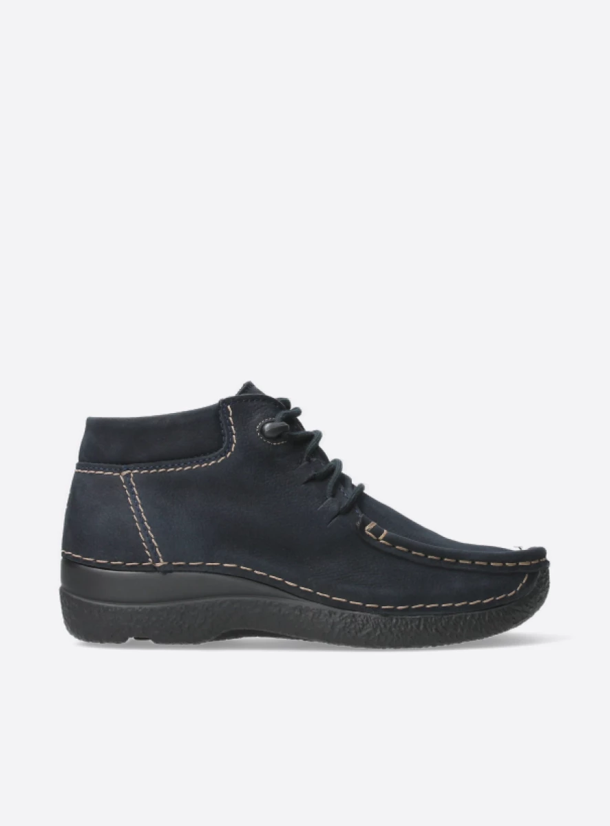 wolky hoge veterschoenen 06253 seamy moc 11800 blauw nubuck