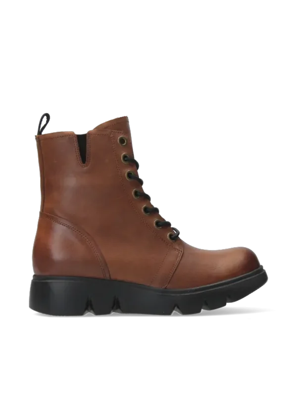 Wolky Hope - cognac leer Veterlaarzen voor dames