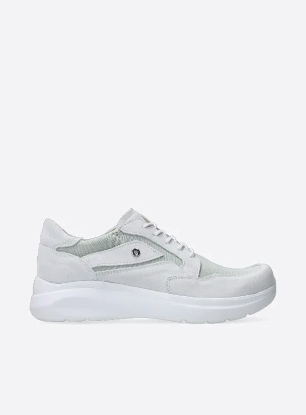 Wolky Impact S2F - wit/grijsgroen stretch/leer combi Sneakers voor dames