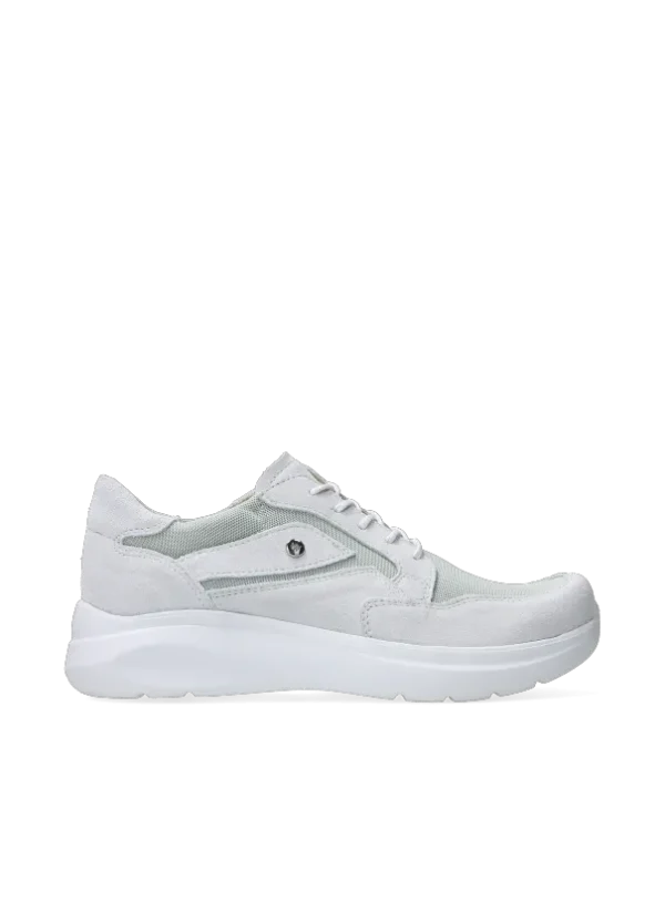 Wolky Impact S2F - wit/grijsgroen stretch/leer combi Sneakers voor dames