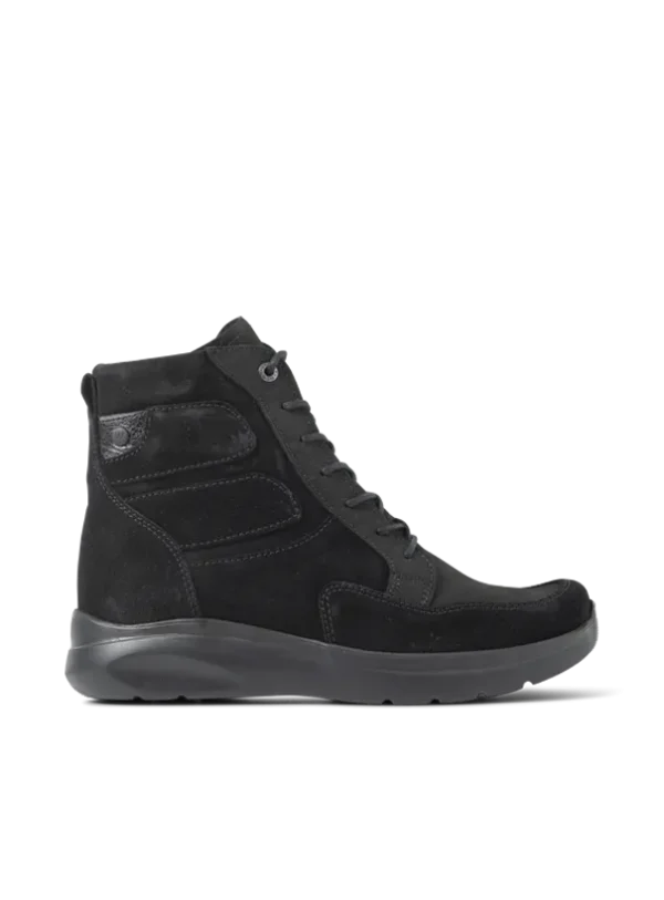 Wolky Slam - zwart nubuck Veterlaarzen voor dames