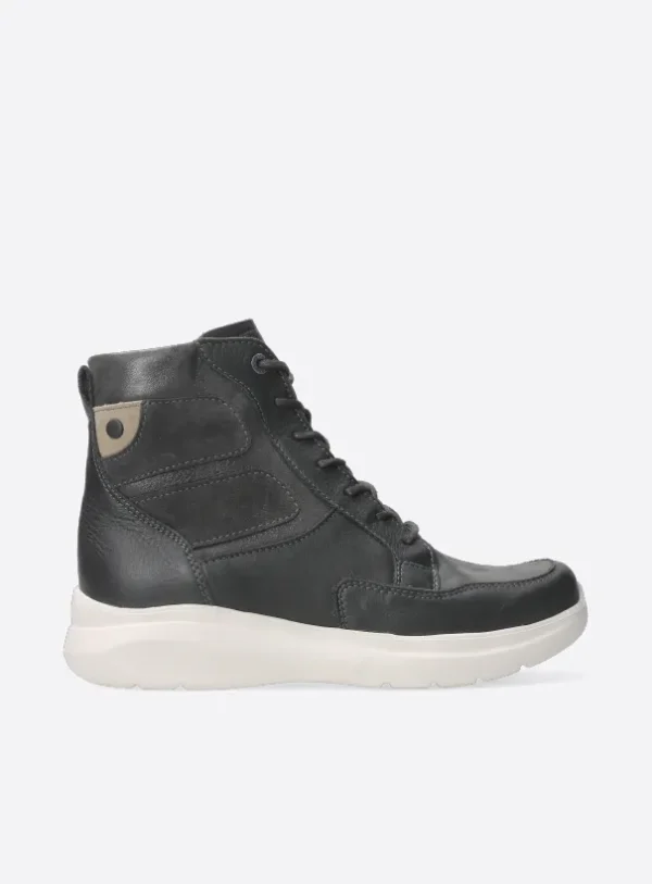 Wolky Slam S2F - asfalt stretch/leer combi Veterlaarzen voor dames