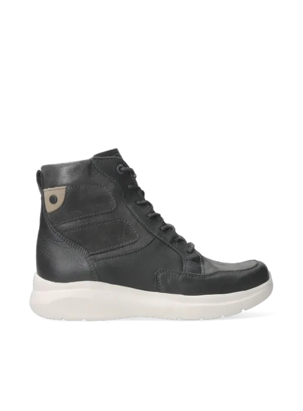 Wolky Slam S2F - asfalt stretch/leer combi Veterlaarzen voor dames