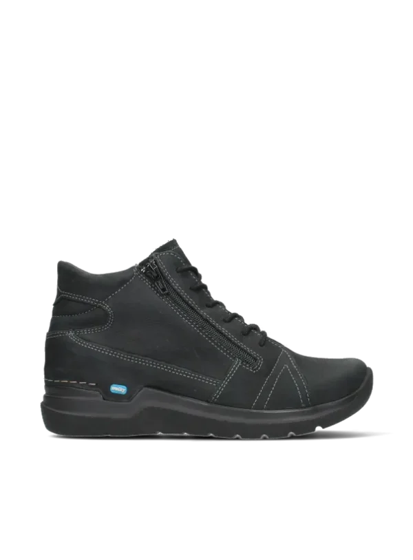 Wolky Why - zwart nubuck Hoge veterschoenen voor dames