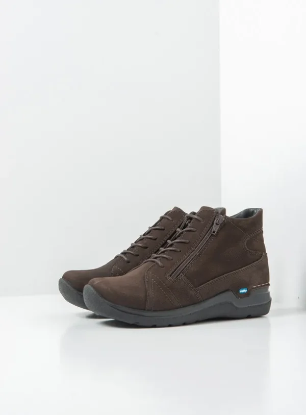 Wolky Why - bruin nubuck Hoge veterschoenen voor dames