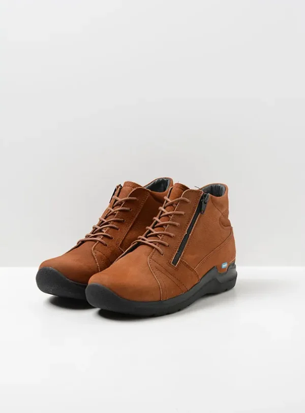 Wolky Why - cognac nubuck Hoge veterschoenen voor dames