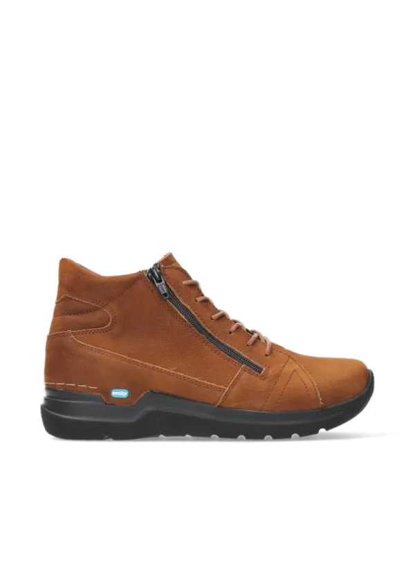 Wolky Why - cognac nubuck Hoge veterschoenen voor dames