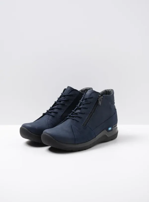 Wolky Why - blauw nubuck Hoge veterschoenen voor dames