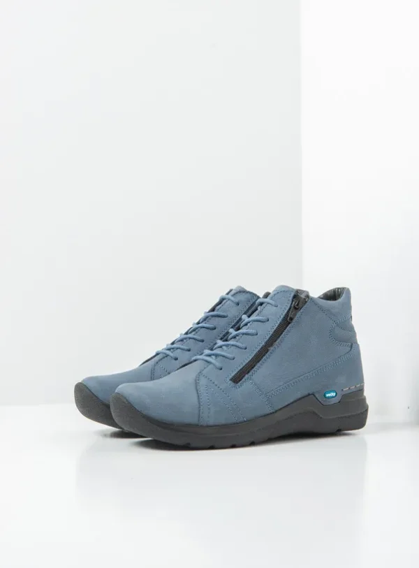 Wolky Why - jeansblauw nubuck Hoge veterschoenen voor dames