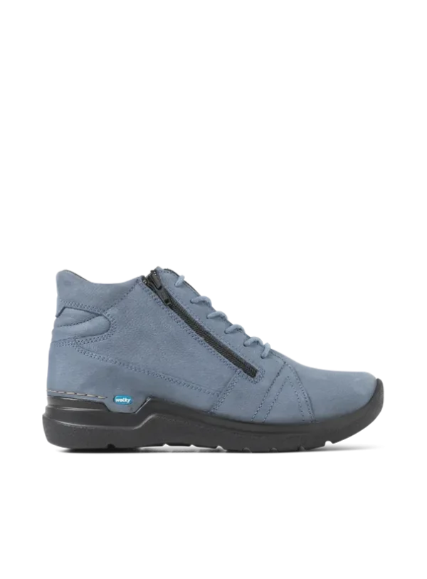 Wolky Why - jeansblauw nubuck Hoge veterschoenen voor dames
